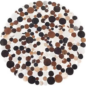 Hnedý kožený patchwork koberec, priemer 140 cm SORGUN, 58228