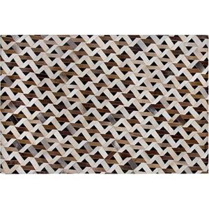 Kožený koberec hnedý so sivou TUGLU 140 × 200 cm, 182120