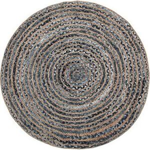 Okrúhly koberec, priemer 120 cm, modro-béžový vrkoč MASLAK, 182312