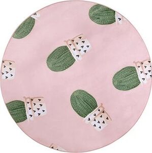Okrúhly koberec vzor kaktus, priemer 120 cm ružový ELDIVAN, 317497