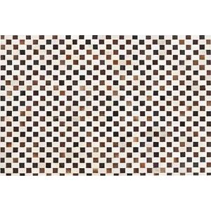 Kožený koberec patchworkový 140 × 200 cm béžovo-hnedý KAYABEY, 222387