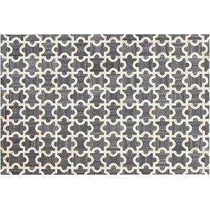 Kožený koberec 140 × 200 cm sivo-béžový YEDISU, 237972