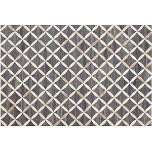 Kožený koberec 140 × 200 cm sivo-béžový GENC, 237992