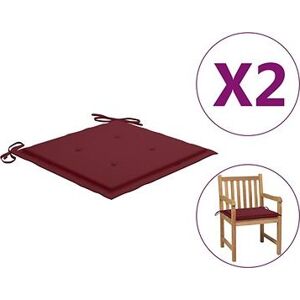 Podušky na záhradné stoličky 2 ks vínové 50 × 50 × 4 cm textil