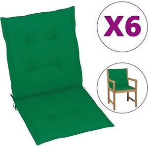 Podušky na záhradné stoličky, 6 ks, zelené, 100 x 50 x 4 cm
